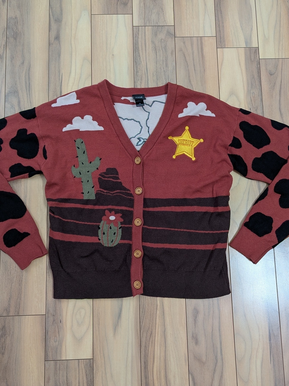 Disney Pixar Our Universe Toy Story Woody & Jesse Cardigan Sweater Size XS